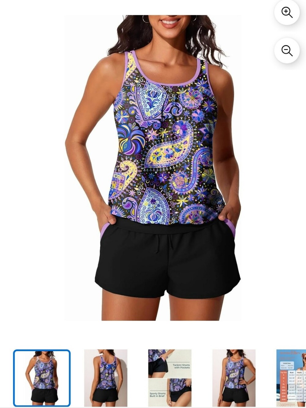 Women’s Purple Paisley Tankini Large NWT